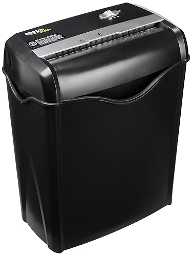 Amazon Basics 5-6 Sheet Cross Cut Paper and Credit Card Shredder with 14.3L Bin for Business & Home Office Use with Reverse Function, Black - 5-6 Sheet - Cross Cut - Single