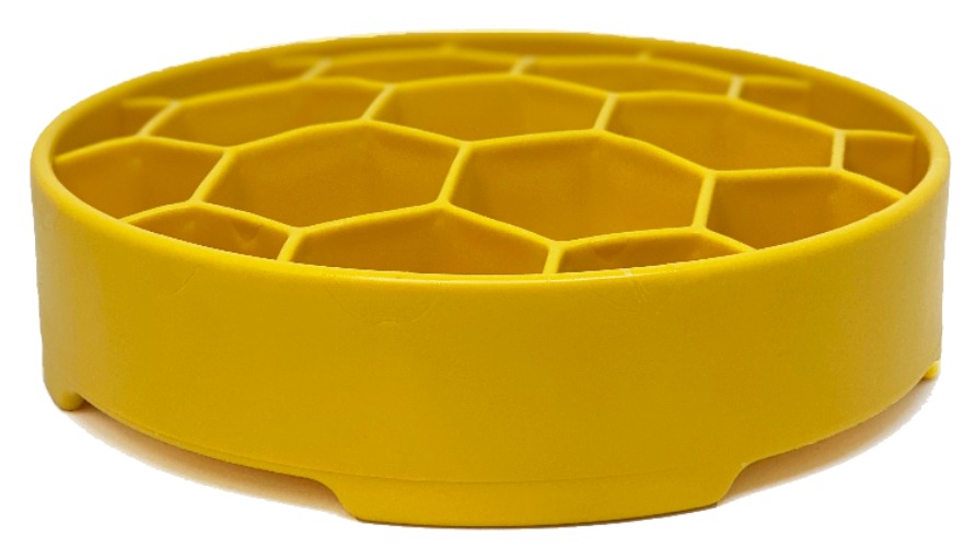 Honeycomb Design eBowl Enrichment Slow Feeder Bowl for Dogs - Honeycomb ebowl - yellow