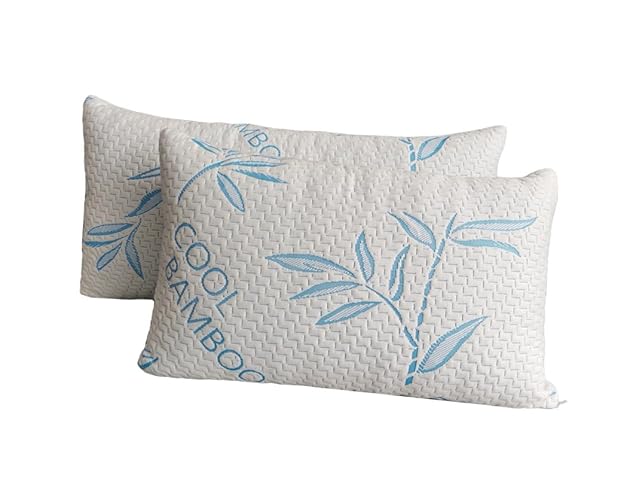 2 Pack King Size Rayon Derived from Bamboo Pillows for Sleeping, Cooling Shredded Memory Foam Adjustable Rayon Derived from Bamboo Bed Pillow with, Removable/Washable Cover (King 2 Pack) - King (Pack of 2)