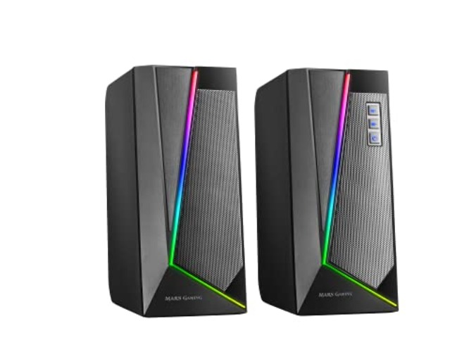 Mars Gaming MS7, Altavoces RGB Control, Bluethooth 5.0 + Jack 3.5, Sonido DSP 20W, Negro - MS7