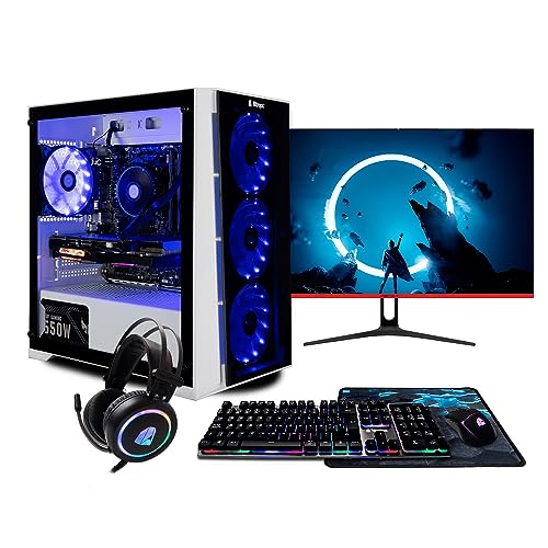 NitroPC - Pack Gold | PC Gaming Completo (AMD Ryzen 5 5500 6/12 4.4GHz, RTX 3050 8GB, RAM 16GB, M.2 1TB, Windows 11 Home | WiFi, Monitor 22", Teclado, ratón, Cascos) - AMD 5500/RTX3050/21,5"