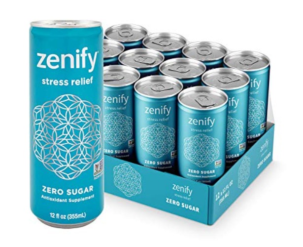 Zenify Zero Sugar All Natural Sparkling Calming Beverage, Formula with L-Theanine, GABA, Vitamin B6, and Glycine, Alcohol Replacement Drink, 12 Fl Ounce (Pack of 12)