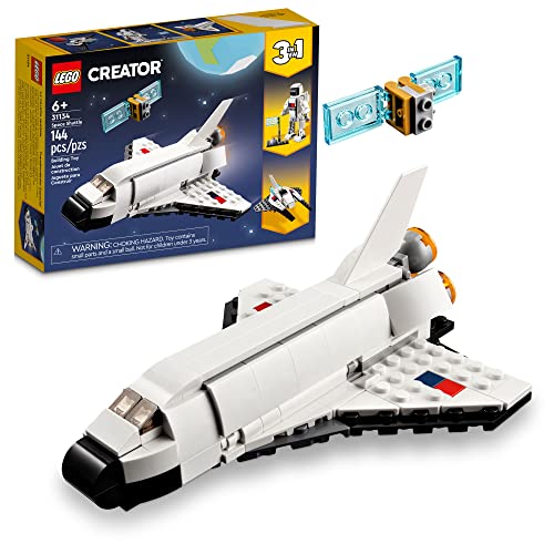 LEGO Creator 3 in 1 Space Shuttle Stocking Stuffer for Kids, Creative Gift Idea for Boys and Girls Ages 6+, Build and Rebuild This Space Shuttle Toy into an Astronaut Figure or a Spaceship, 31134 - Shuttle Toy