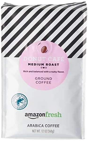 AmazonFresh Donut Cafe Ground Coffee, Medium Roast, 12 Ounce