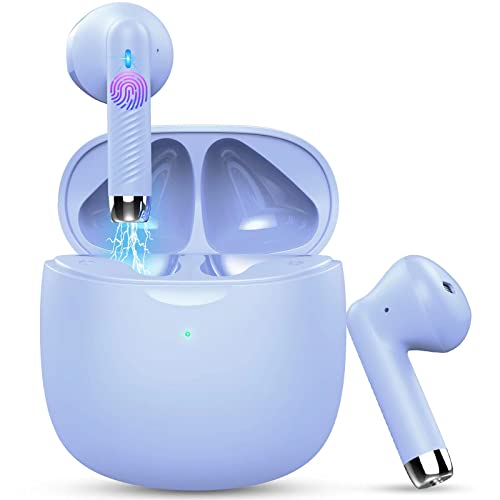 Wireless Earbuds, Bluetooth 5.3 Headphones in Ear with Noise Cancelling Mic, Earbuds Stereo Bass, IP7 Waterproof Sports Earphones, 32H Playtime USB C Charging Ear Buds Purple for Android iOS - Purple