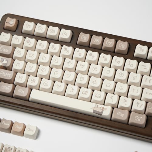 SUEHIODHY PBT Cat Keycaps Set Mao Profile Cute Keycaps 144 Keys Custom Dye-Sublimation Keyboard Keycaps for 60% 65% 70% 75% Cherry Gateron MX Switches Mac Windows PC Mechanical Keyboards - Sticky Cat