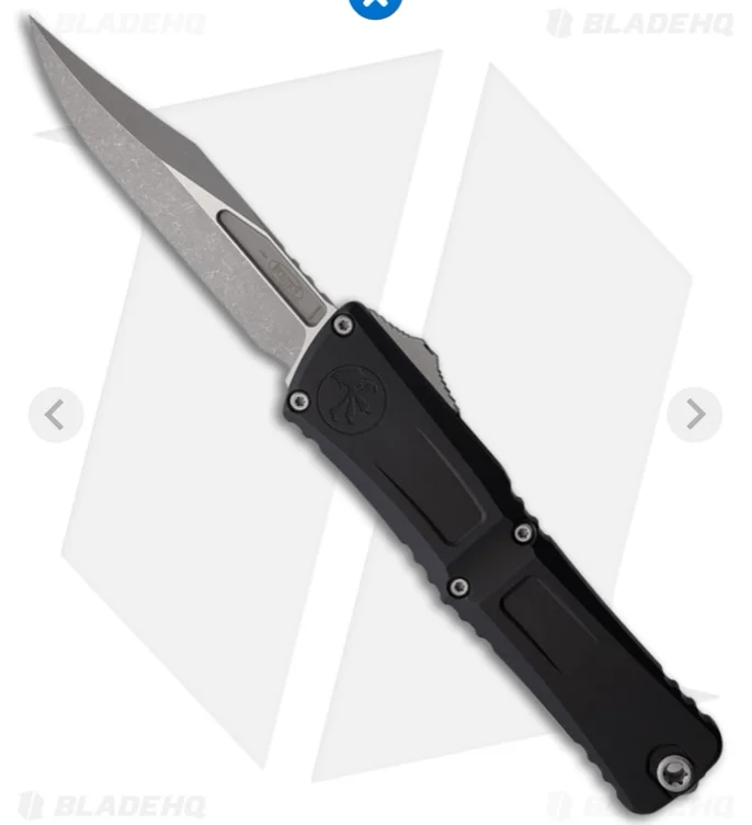 Microtech Combat Troodon Gen III Bowie OTF Automatic Knife Black Al (4" Apoc)