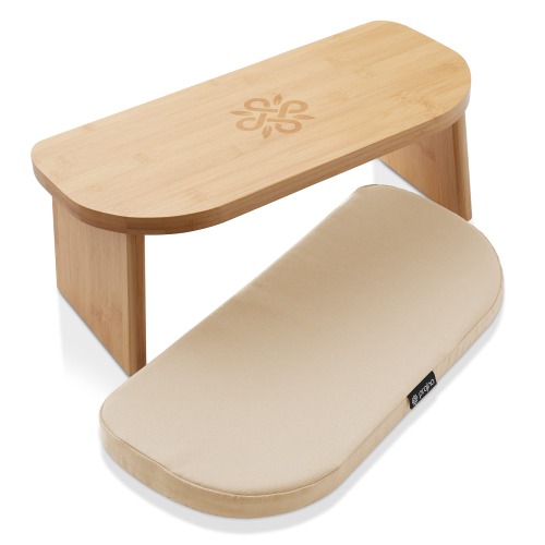 Prajna Meditation Bench - Bamboo, Folding Yoga Stool with Cushion and Carry Bag for Kneeling or Sitting
