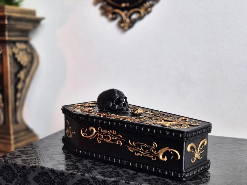 Coffin Box "A Rose for the Dead"| Unique Gothic Coffin Jewelry Box, Victorian Style Box, Coffin Casket, Vampire Trinket Box, Goth Gift