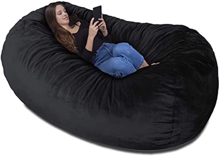 Charlie & Finn THE LARGEST BEANBAG IN EUROPE! - Premium Beanbag XXL - Giant Beanbag with Memory-Foam Filling - 1500 l - Elegant Black - Elegant Black