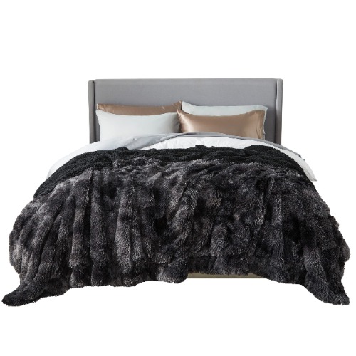 Bedsure Faux Fur King Size Blanket Tie Dye Black – Fuzzy, Fluffy, and Shaggy Faux Fur, Soft and Thick Sherpa, Tie-dye Decorative Gift, King Blanket for Bed, 108x90 Inches, 380 GSM