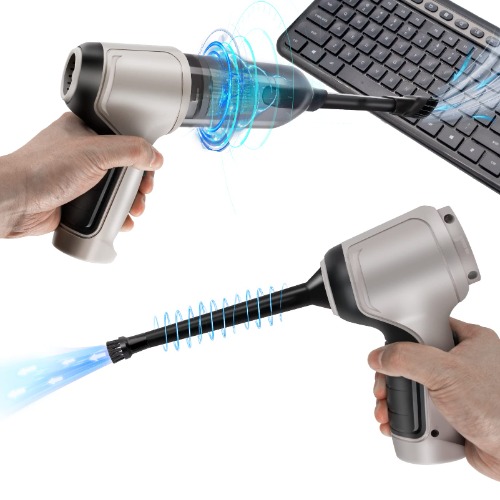 3-in-1 Electronics Compressed Air Dusters, Mini Vacuum Cleaner for Keyboard, 45000 RPM Electric Canned Air Kit, Cordless Air Can Spray Blower for PC Computer Desk Dust Cleaning