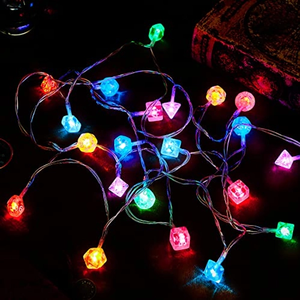 LED Dice String Lights Dice Lights LED Dice Light up Dice Indoor String Lights Bedroom Extendable for Indoor, Outdoor, New Year, Wedding Party, Christmas Tree, Garden Decoration (10 ft) - 21-Light with Dice