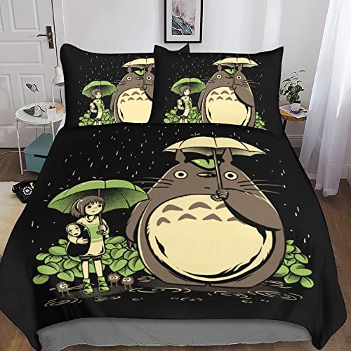 SLINM Totoro 3D Bettwäsche süßes knuddeliges Haustier Bettwäsche Set Microfaser Kinder Erwachsene, Bettbezug Und Kissenbezug Weich Haltbar Atmungsaktive Double（200x200cm） - Double（200x200cm） - Style