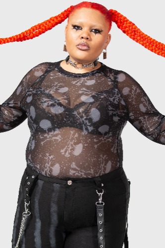 Carousel Long Sleeve Top [PLUS] | 3XL / Black / 95% Polyester 5% Elastane