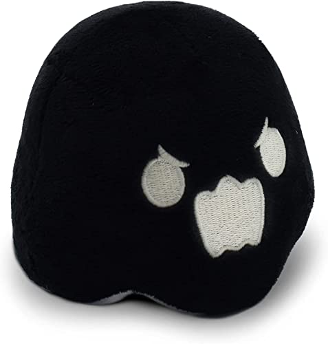 TeeTurtle - The Original Reversible Ghost Plushie - White + Black - Cute Sensory Fidget Stuffed Animals That Show Your Mood - Perfect for Halloween! - Black + White Ghost - Ghost Plushie