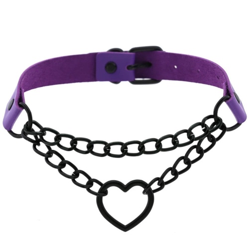 Pastel Goth Heart Choker - Purple