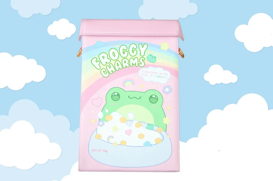 Froggy charms kawaii cereal backpack, Kawaii bag, cute backpack, Women Backpack, Cute Purse For Her, cute bag