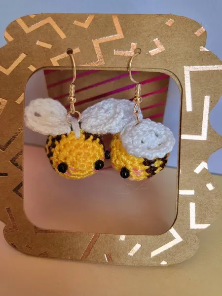 Handmade crochet bee earrings
