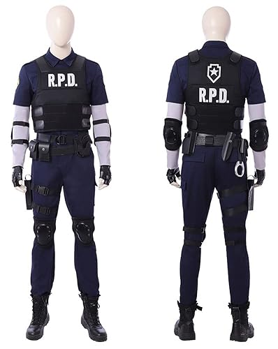 Adult Leon Kennedy Cosplay Costume Evil 4 Leon Jacket Vest Uniform Full Set Suits for Halloween Outfits - Small - Male
