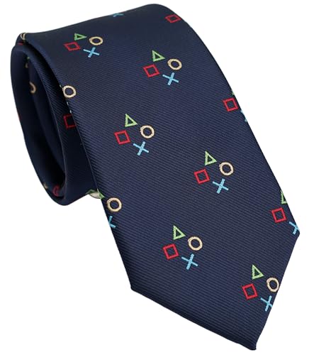ZENXUS Sports and Game Ties for Men, Designer Necktie Navy - Controller