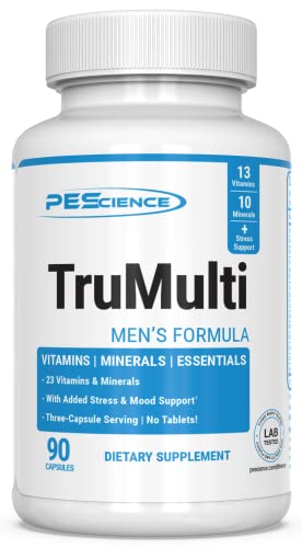 PEScience TruMulti Men's, Multivitamin with Premium Quality Vitamin C, D, Zinc for Immune & Stress Support, 90 Capsules