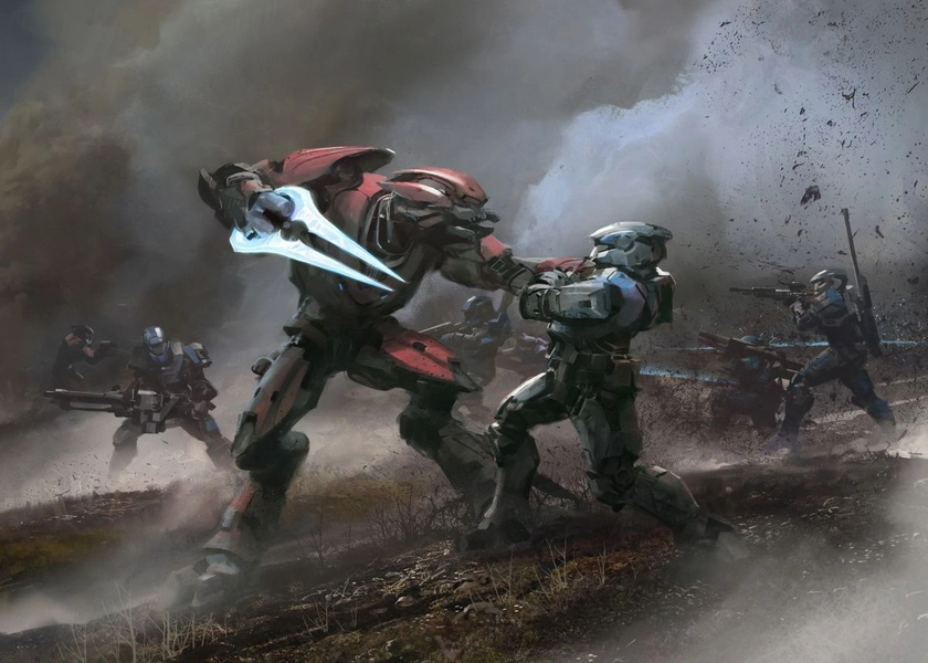 Spartan vs Elite Displate Metal Poster