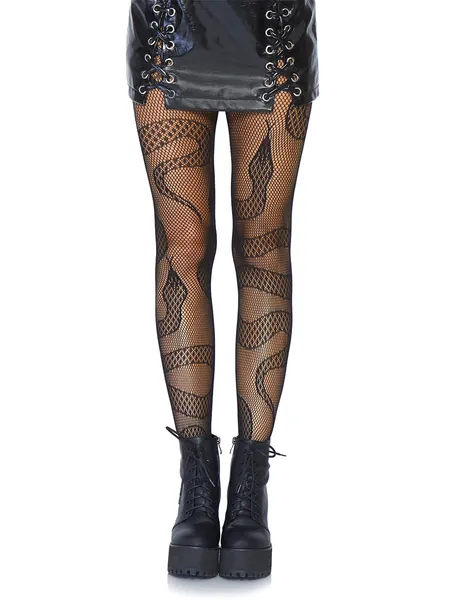 Leg Avenue womens Dark Alternative Animal Fishnet Tights Hosiery, Snake, One Size US