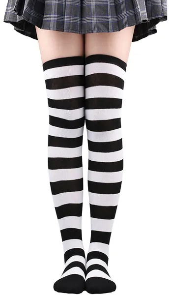Aivtalk Women's Extra Long Opaque Striped Over Knee Thigh High Stockings Socks