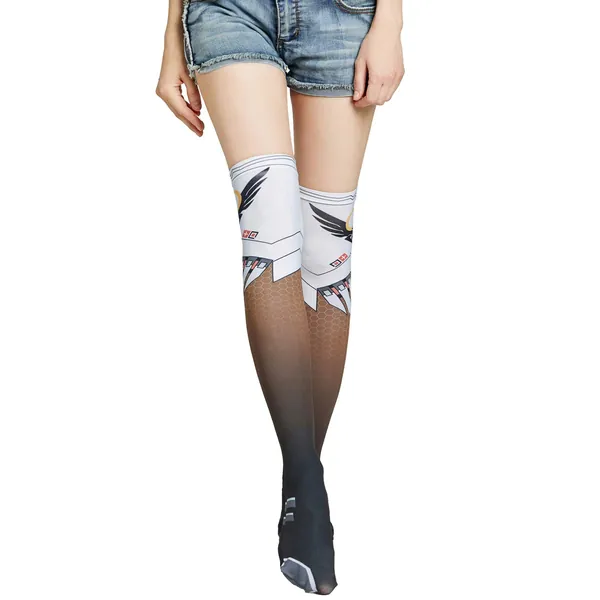 SzBlaZe Women's Cute Kawaii Thin Anime Print Over the Knee Socks Stockings (Pack of 1 Pair)