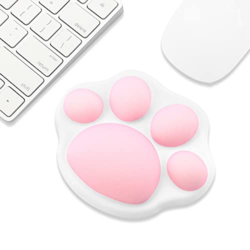 ProElife Cute Mouse Wrist Support Pad Cat Paw Pattern, Comfortable Soft Wrist Rest Hand Pillow Relief Hand’s Pain with Non-Slip Rubber Base 4.3'' x 3.7'' for Home, Office Computer Laptop (White) - White