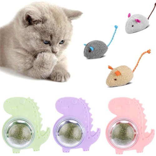 6-part Catnip Ball Dinosaurus and Mouse toy pack
