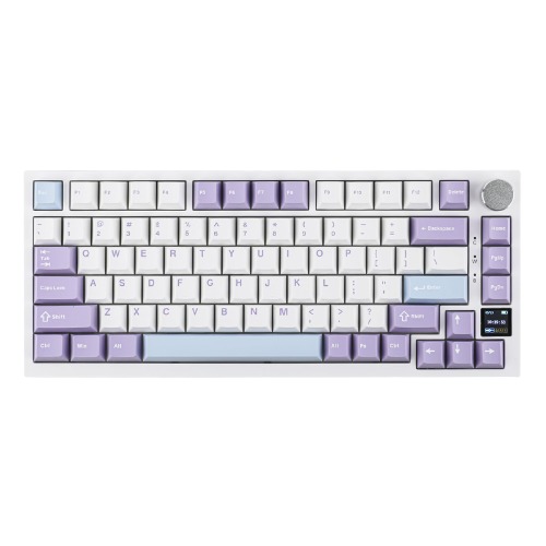 EPOMAKER Ajazz AK820 Pro 75% Teclado Mecánico con Pantalla TFT, 3 Modos (Bluetooth 5.1/2.4G inalámbrico y Type-C con Cable), Espumas de Amortiguación de Sonido (White Purple, Ajazz Gift Switch) - Ajazz Gift Switch - White Purple
