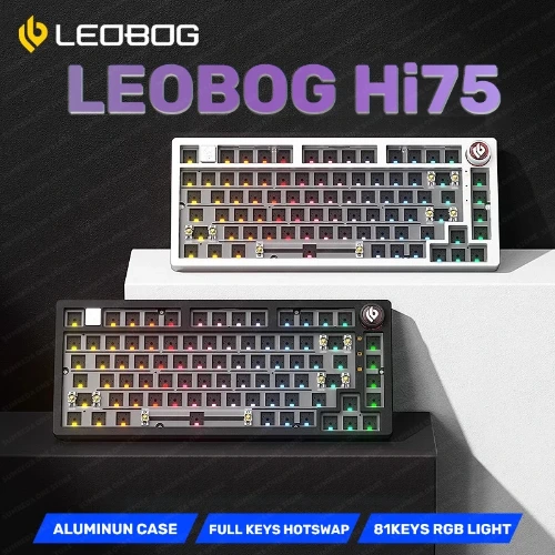 LEOBOG-Teclado mecánico personalizado Hi75 Sugar65, kit de aluminio, intercambio en caliente, con cable, RGB, junta de Gamer con perilla - AliExpress 