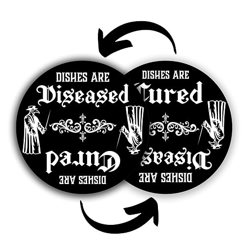 Gothic Plague Doctor Mask Dishwasher Magnet – Clean Dirty Sign for Witchy Kitchen Decor, Quirky Home & Office Accessory, Ideal Gift, Dark Academia Skeleton Ghost Theme, Spooky Apartment Essentials - Gothic Plague Doctor