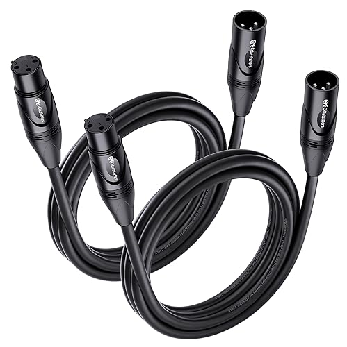 Cable Matters 2-Pack Premium XLR to XLR Cables, XLR Microphone Cable 6 Feet, Oxygen-Free Copper (OFC) XLR Male to Female Cord, Mic Cord, XLR Speaker Cables, Black - 6 Feet