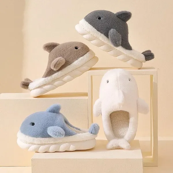 CHRISTMAS GIFT Adults Womens Cute Fluffy Shark Slippers Whale Summer Light Platform Comfortable Slippers | Slides Shoes Wide Winter