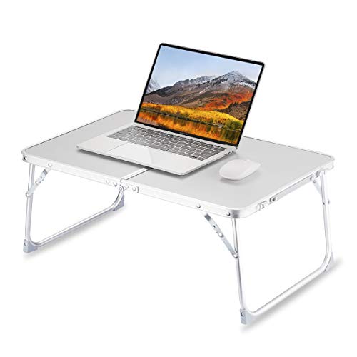 Foldable Laptop Table for Bed, SUVANE Lap Desk Bed Desk, Breakfast Serving Bed Tray, Portable Mini Picnic Table Storage Space Laptop Desk Reading Holder(Gray) - A-gray