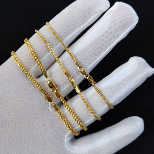 Goldarmband Damen Herren 417 : 10 Karat Echte Gold Franco Kette - Armband | 2.2mm / 8 Zoll