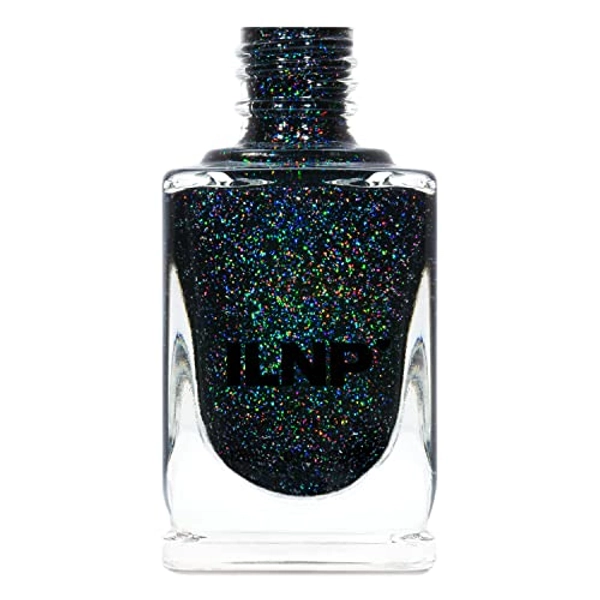 ILNP Cityscape - TRUE Black Holographic Jelly Nail Polish, High Gloss and Sparkle, Long Lasting, Chip Resistant Manicure, Non-Toxic, Vegan, Cruelty Free, 12ml