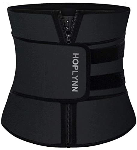 HOPLYNN Neoprene Sweat Waist Trainer Corset Trimmer Shaper Belt for Women - Black - Large
