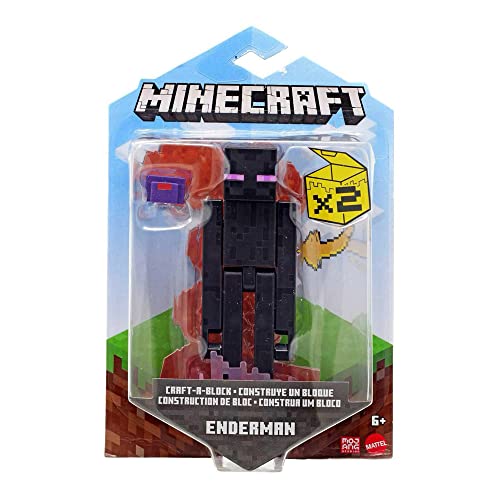 Mattel Minecraft Craft-A-Block Assortment Figures, Authentic Pixelated Video-Game Characters, Action Toy to Create, Explore and Survive, Collectible Gift for Fans Age 6 Years and Older