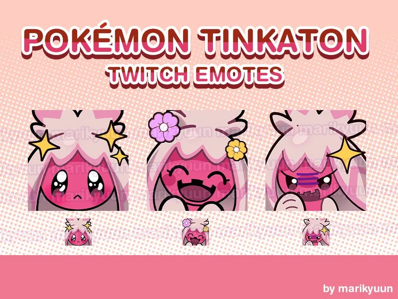 Pokémon Tinkaton - Set of 3 Emotes for Streaming on Twitch, Youtube, Discord
