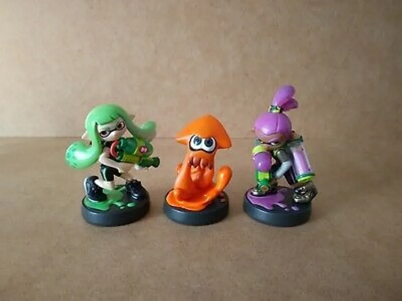 Nintendo Amiibo Splatoon Figures, Green Inkling Girl, Orange Squid, Purple Boy   | eBay