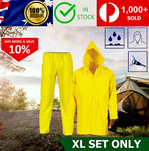 L, XL - Waterproof Mens Adults PVC Rain Winter Jacket Coat Poncho Pant Trouser  | eBay
