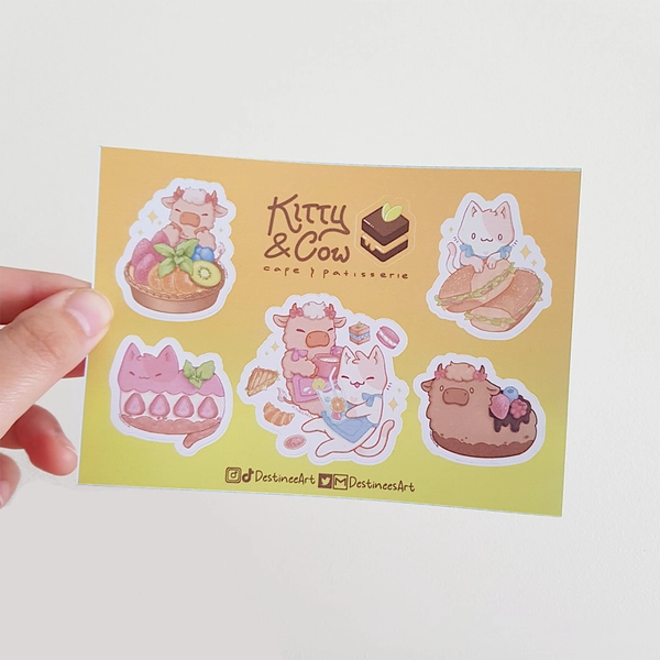 Kitty And Cow Cafe Vinyl Sticker Sheet By Destineeart | In.cube8r