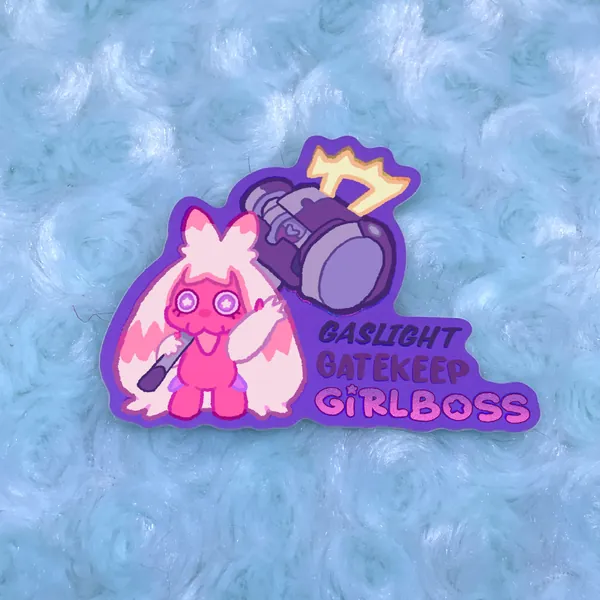 Holographic GirlBoss Poke pink sticker tinkaton inspired