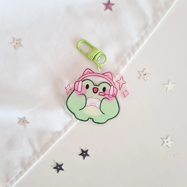 Gamergirl Frog Acrylic Charm By Zellie's Koi Pond | In.cube8r