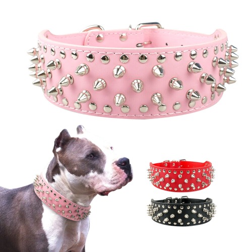 Leather Collar Wide Spike Spiked Rivet Stud Studded Large Pet Dog 5cm Pitbull