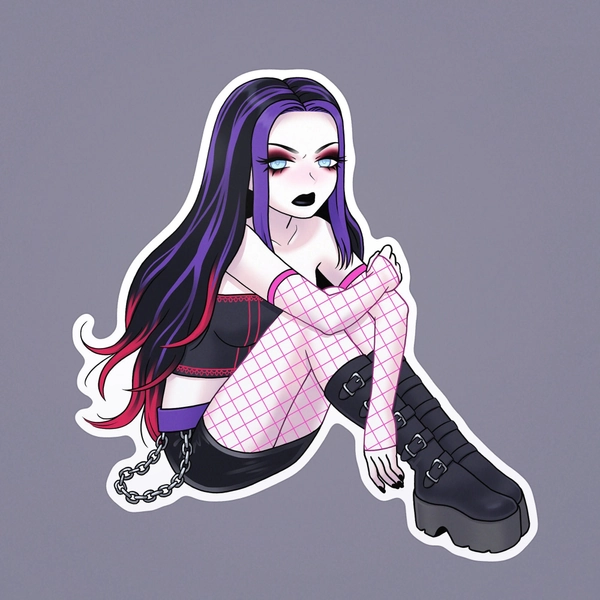 Ebony Sticker | y2k mall goth emo punk scenecore grunge retro funny gothic aesthetic